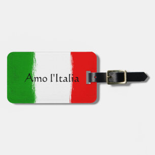 Etiqueta Para Maletas Bandera de Italia. amo Italia