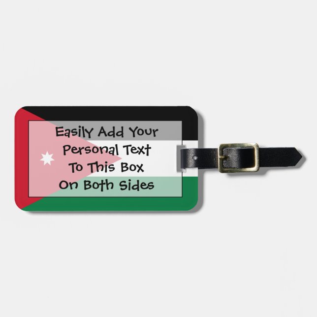 Etiqueta Para Maletas Bandera de Jordania Fácil identificación personal (Frente Horizontal)