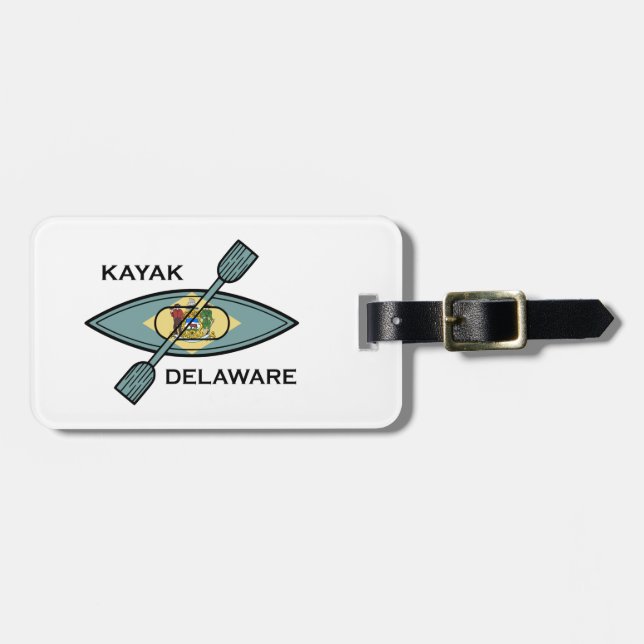 Etiqueta Para Maletas Bandera de Kayak Delaware (Frente Horizontal)
