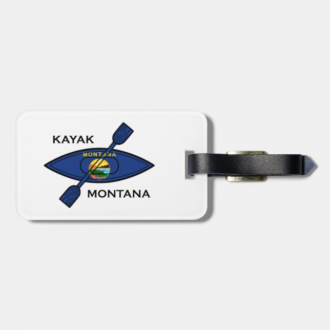 Etiqueta Para Maletas Bandera de Kayak Montana (Atrás Horizontal)