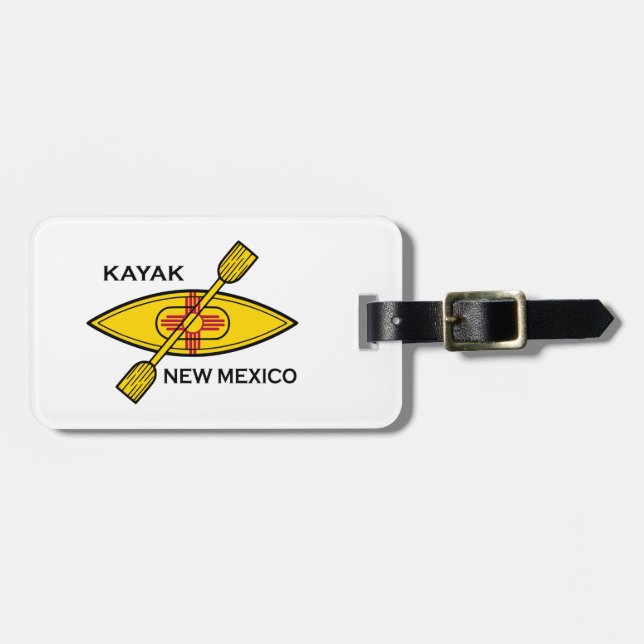 Etiqueta Para Maletas Bandera de Kayak Nuevo México (Frente Horizontal)