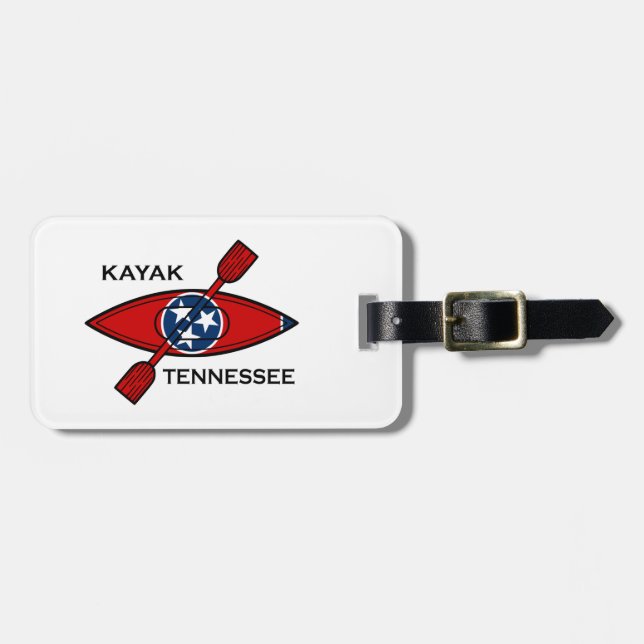Etiqueta Para Maletas Bandera de Kayak Tennessee (Frente Horizontal)
