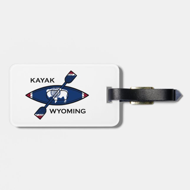 Etiqueta Para Maletas Bandera de Kayak Wyoming (Atrás Horizontal)