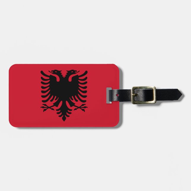 Etiqueta Para Maletas Bandera de la identificación fácil de Albania (Frente Horizontal)