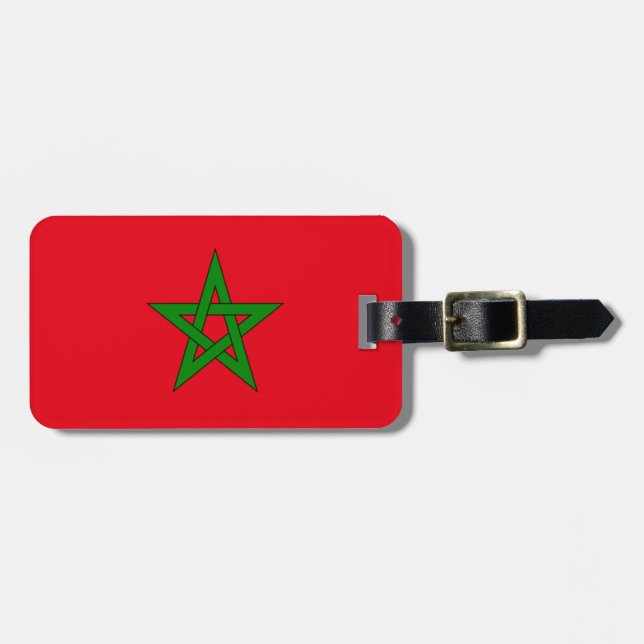 Etiqueta Para Maletas Bandera de la identificación fácil de Marruecos (Frente Horizontal)