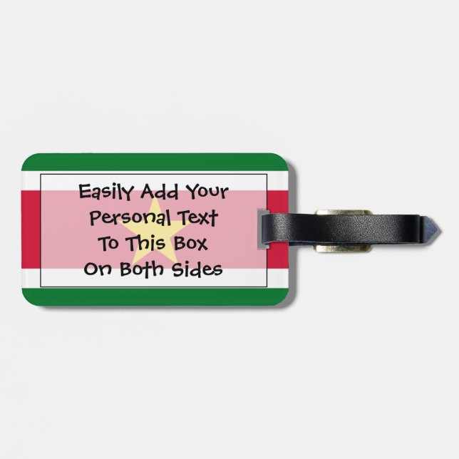 Etiqueta Para Maletas Bandera de la identificación fácil de Suriname (Atrás Horizontal)