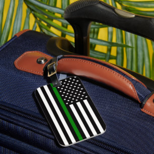 Etiqueta Para Maletas Bandera de la Línea Verde Delgada (Estados Unidos)