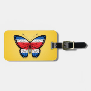 Etiqueta Para Maletas Bandera de la mariposa de Rican de la costa en