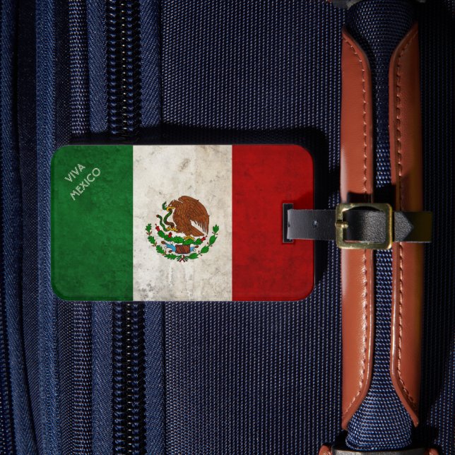 Etiqueta Para Maletas Bandera de México (Anverso In situ 4)