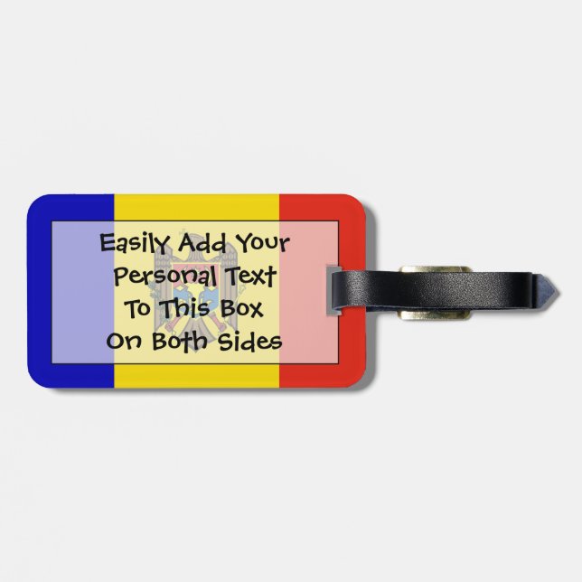 Etiqueta Para Maletas Bandera de Moldavia Easy ID Personal (Atrás Horizontal)