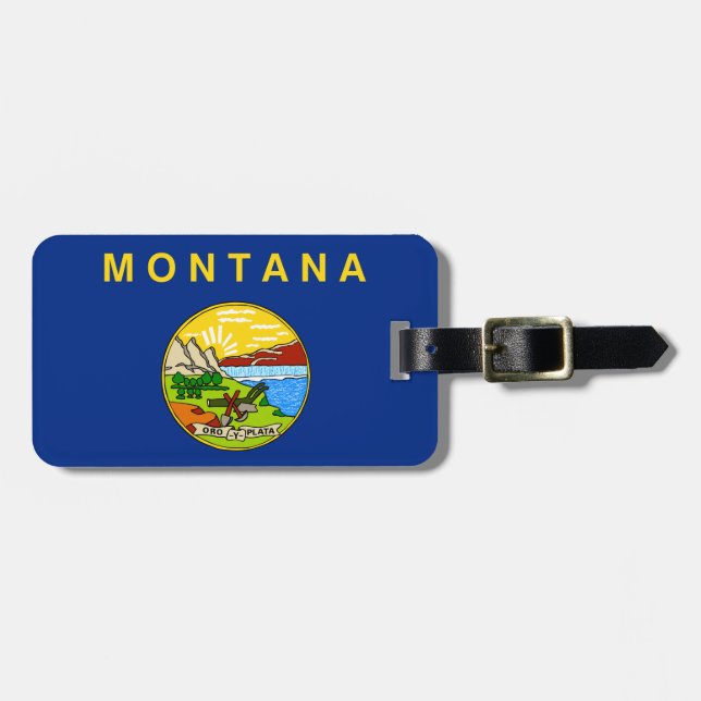 Etiqueta Para Maletas Bandera de Montana (Frente Horizontal)