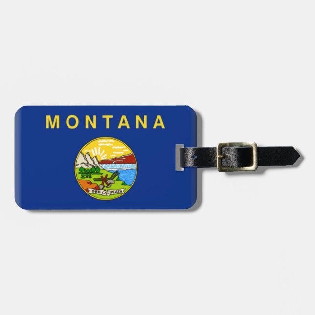 Etiqueta Para Maletas Bandera de Montana (Frente Horizontal)