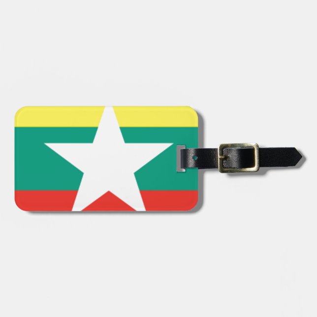 Etiqueta Para Maletas Bandera de Myanmar (Birmania) (Frente Horizontal)