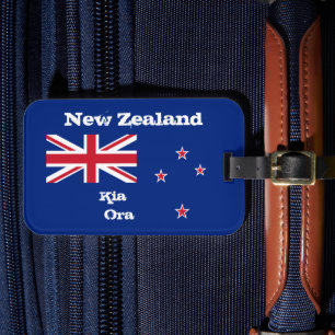 Etiqueta Para Maletas Bandera de Nueva Zelanda y equipaje de Kia Ora / N