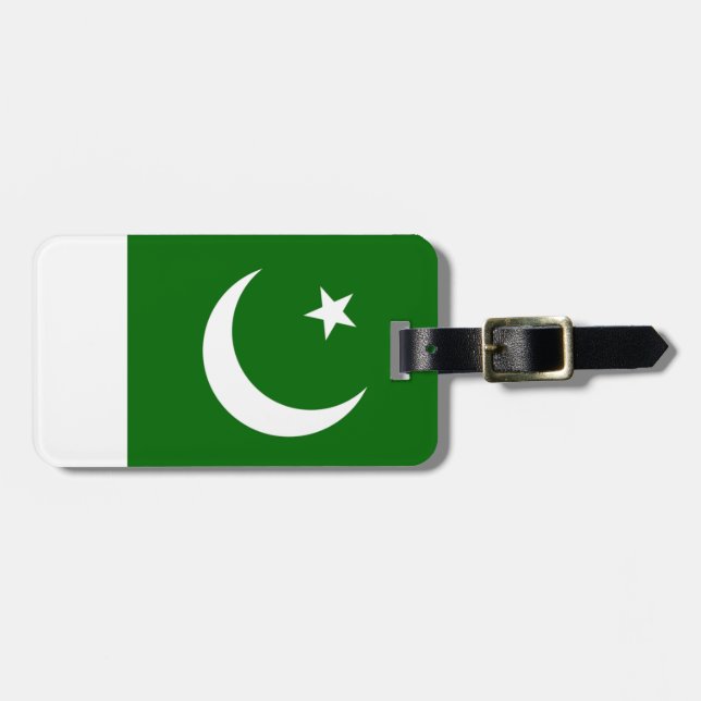 Etiqueta Para Maletas Bandera de Pakistán, identificación personal fácil (Frente Horizontal)