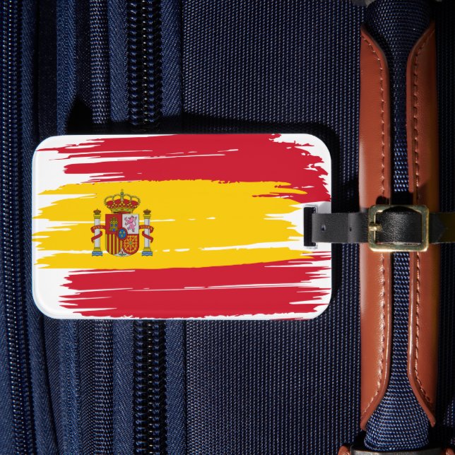 Etiqueta Para Maletas Bandera de Pincel de España (Anverso In Situ 4)