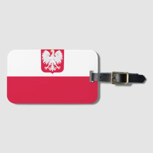 Etiqueta Para Maletas Bandera de Polonia (con escudo de armas)