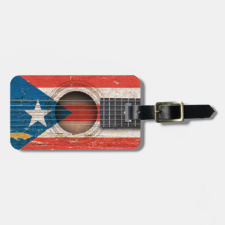 Etiqueta Para Maletas Bandera de Puerto Rico en la guitarra acústica