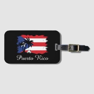 Etiqueta Para Maletas Bandera de Puerto Rico vintage Coqui Boricua