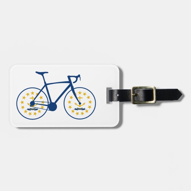 Etiqueta Para Maletas Bandera de Rhode Island Ciclismo (Frente Horizontal)