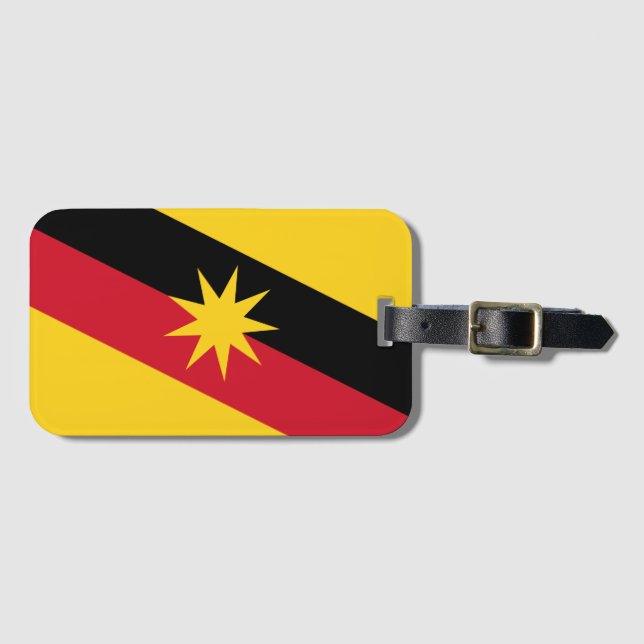 Etiqueta Para Maletas Bandera de Sarawak - MALASIA (Anverso horizontal)