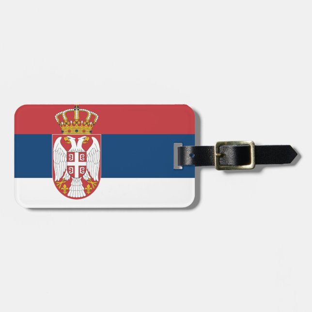 Etiqueta Para Maletas Bandera de Serbia (Frente Horizontal)