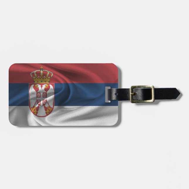 Etiqueta Para Maletas Bandera De Serbia (Frente Horizontal)