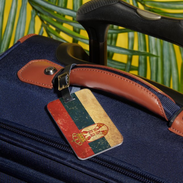 Etiqueta Para Maletas Bandera de Serbia (Anverso In situ 1)