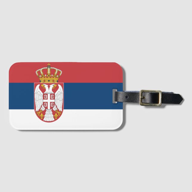 Etiqueta Para Maletas Bandera de Serbia (Anverso horizontal)