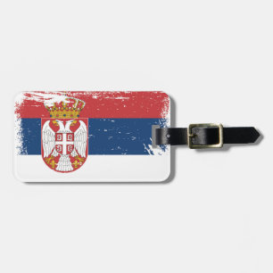 Etiqueta Para Maletas Bandera de Serbia del Grunge