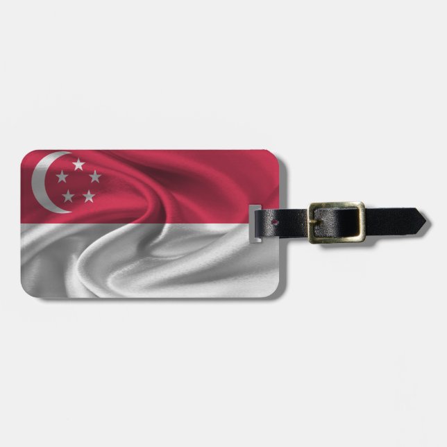 Etiqueta Para Maletas Bandera de Singapur (Frente Horizontal)