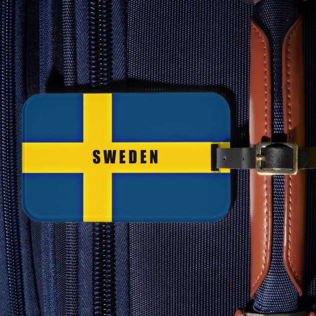 Etiqueta Para Maletas Bandera de Suecia (Anverso In Situ 4)
