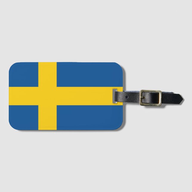 Etiqueta Para Maletas Bandera de Suecia (Anverso horizontal)