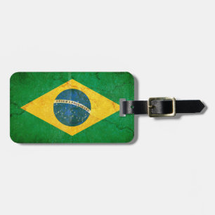 Etiqueta Para Maletas Bandera del Brasil del Grunge del vintage