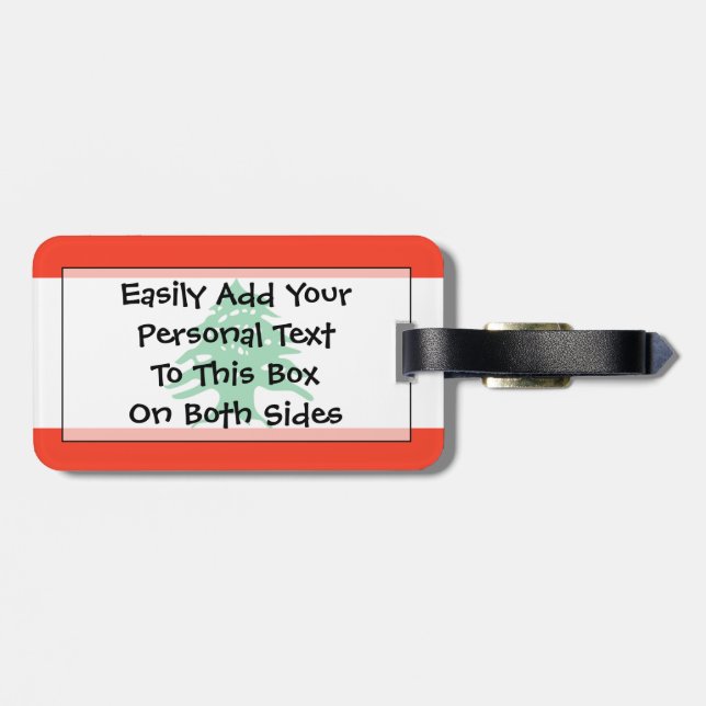 Etiqueta Para Maletas Bandera del Líbano Easy ID Personal (Atrás Horizontal)