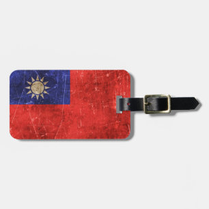 Etiqueta Para Maletas Bandera envejecida y rasguñada del vintage de