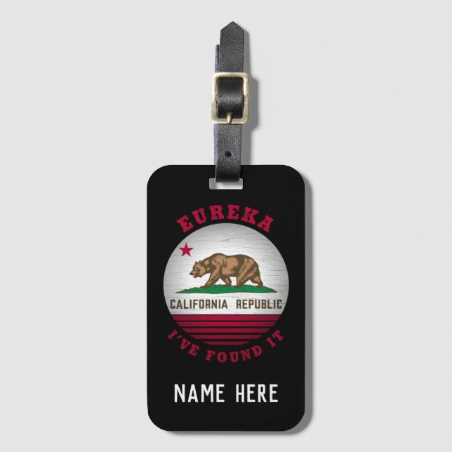 ETIQUETA PARA MALETAS BANDERA ESTATAL CALIFORNIA EUREKA (Anverso vertical)