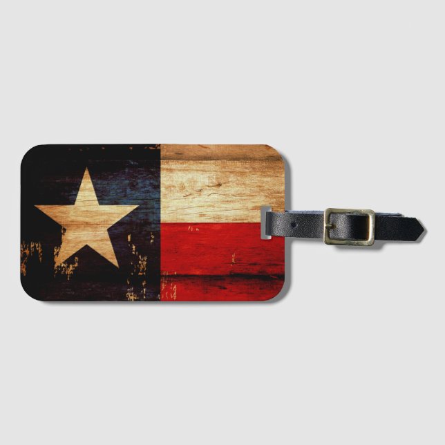 Etiqueta Para Maletas Bandera estatal de Ruido de Madera (Anverso horizontal)