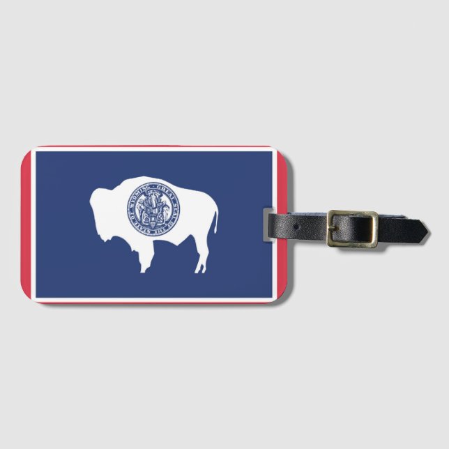 Etiqueta Para Maletas Bandera estatal de Wyoming, Estados Unidos (Anverso horizontal)