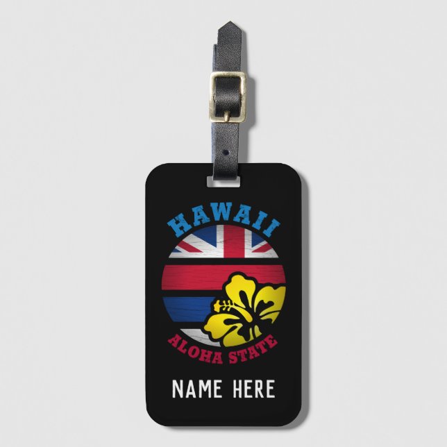 ETIQUETA PARA MALETAS BANDERA ESTATAL HAWAII ALOHA (Anverso vertical)