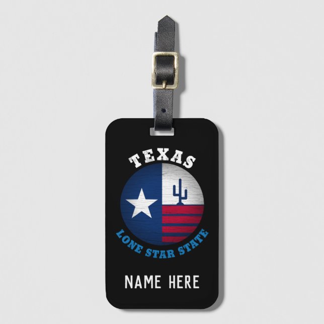 ETIQUETA PARA MALETAS BANDERA ESTATAL TEXAS LONE STAR (Anverso vertical)