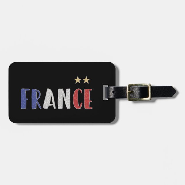 Etiqueta Para Maletas Bandera francesa de la camiseta de hinchas de fútb (Frente Horizontal)