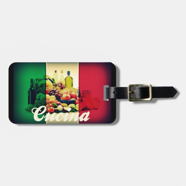 Etiqueta Para Maletas Bandera italiana cucina (Frente Horizontal)