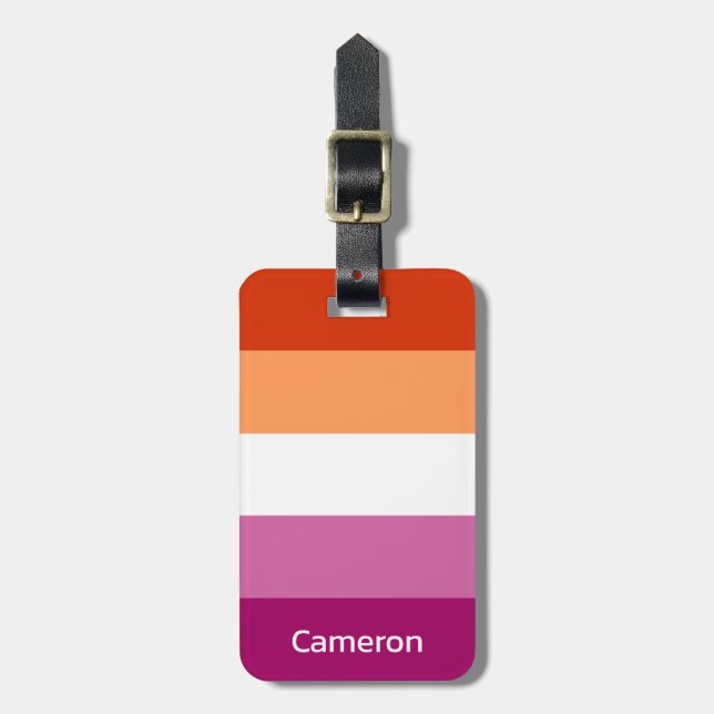 Etiqueta Para Maletas Bandera lesbiana personalizada (Frente Vertical)