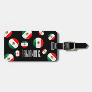 Etiqueta Para Maletas Bandera mexicana redonda brillante