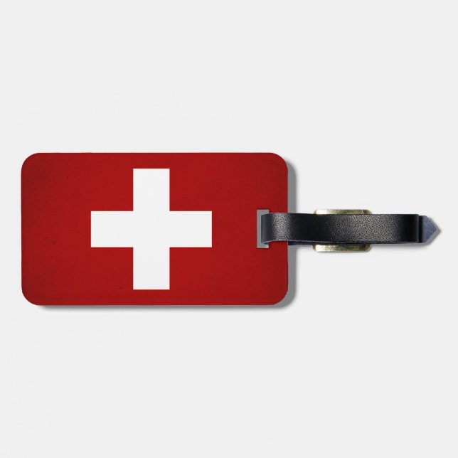 Etiqueta Para Maletas Bandera monocromática de Suiza (Atrás Horizontal)
