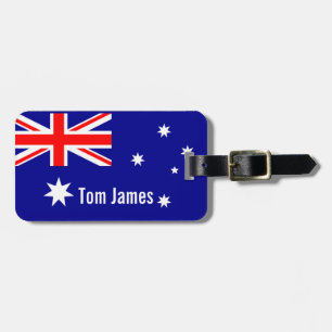 Etiqueta Para Maletas Bandera Muy Fría De Australia Con Monograma