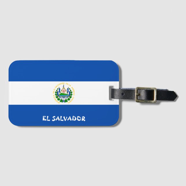 Etiqueta Para Maletas Bandera nacional de El Salvador Patriótico (Anverso horizontal)