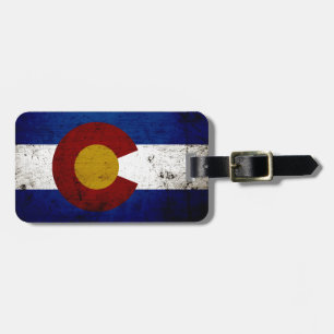 Etiqueta Para Maletas Bandera negra del estado de Colorado del Grunge