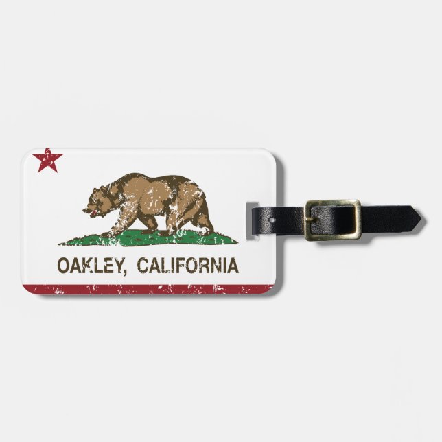 Etiqueta Para Maletas Bandera Oakley del estado de California (Frente Horizontal)